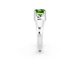 White gold Princess Cut Peridot Solitaire Ring with Wide Band and Prong Setting_2
