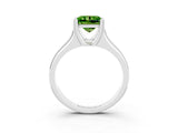 White gold Princess Cut Peridot Solitaire Ring with Wide Band and Prong Setting_3