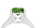 White gold Princess Cut Peridot Solitaire Ring with Wide Band and Prong Setting_4