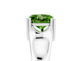 White gold Princess Cut Peridot Solitaire Ring with Wide Band and Prong Setting_5