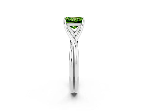 White gold Princess Cut Peridot Solitaire Twist Band Prong Setting Ring_47