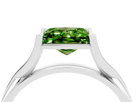 White gold Princess Cut Peridot Solitaire Twist Band Prong Setting Ring_50