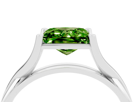 White gold Princess Cut Peridot Solitaire Twist Band Prong Setting Ring_64