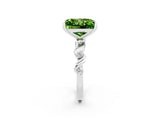 White gold Princess Cut Peridot Solitaire Twisted Band with Round  Accents and Prong Setting_14