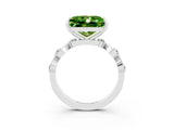 White gold Princess Cut Peridot Solitaire Twisted Band with Round  Accents and Prong Setting_15