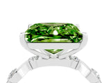 White gold Princess Cut Peridot Solitaire Twisted Band with Round  Accents and Prong Setting_16