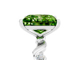 White gold Princess Cut Peridot Solitaire Twisted Band with Round  Accents and Prong Setting_17