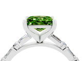 White gold Princess Cut Peridot Solitaire with Side Baguettes and Channel Set Band_4