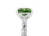 White gold Princess Cut Peridot Solitaire with Side Baguettes and Channel Set Band_5