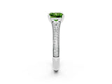 White gold Princess Cut Peridot Split Shank Engagement Ring with Pavé Band_2