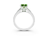 White gold Princess Cut Peridot Split Shank Engagement Ring with Pavé Band_3