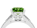 White gold Princess Cut Peridot Split Shank Engagement Ring with Pavé Band_4