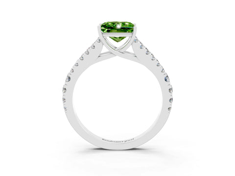 White gold Princess Cut Peridot Split Shank Pavé Engagement Ring with Four-Prong Setting_15