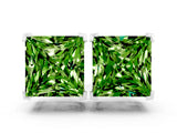Silver 4.20 Carat Princess Peridot Stud Earrings