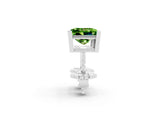 Silver 4.20 Carat Princess Peridot Stud Earrings