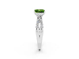 White gold Princess Cut Peridot Three-Stone Ring with Pavé Split Shank and Four-Prong Setting_2