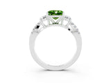 White gold Princess Cut Peridot Three-Stone Ring with Pavé Split Shank and Four-Prong Setting_3