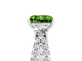 White gold Princess Cut Peridot Three-Stone Ring with Pavé Split Shank and Four-Prong Setting_5