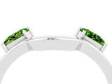 White gold Princess Cut Peridot Two-Stone Open Band Ring with Four-Prong Setting_10