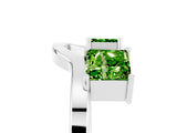 White gold Princess Cut Peridot Two-Stone Open Band Ring with Four-Prong Setting_11