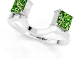White gold Princess Cut Peridot Two-Stone Open Band Ring with Four-Prong Setting_7