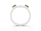 White gold Princess Cut Peridot Two-Stone Open Band Ring with Four-Prong Setting_9