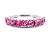 White gold Princess Cut Pink Sapphire Channel-Set Eternity Band with Prong Setting_6