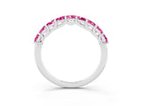 White gold Princess Cut Pink Sapphire Channel-Set Eternity Band with Prong Setting_9