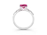 White gold Princess Cut Pink Sapphire Cluster Side Stone Solitaire Ring with Prong Setting_69