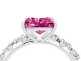 White gold Princess Cut Pink Sapphire Cluster Side Stone Solitaire Ring with Prong Setting_70
