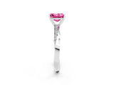 White gold Princess Cut Pink Sapphire Engagement Ring with Side Stone Accents and Four-Prong Setting_65