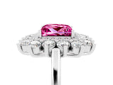 White gold Princess Cut Pink Sapphire Floral Double Halo Engagement Ring with Prong Setting_41