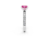 White gold Princess Cut Pink Sapphire Milgrain Pavé Engagement Ring with Four-Prong Setting_38