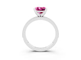 White gold Princess Cut Pink Sapphire Milgrain Pavé Engagement Ring with Four-Prong Setting_39