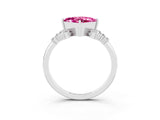 White gold Princess Cut Pink Sapphire Ring with Side Stones and Four-Prong Setting_63