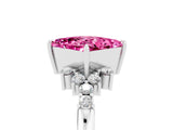 White gold Princess Cut Pink Sapphire Ring with Side Stones and Four-Prong Setting_65