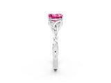 White gold Princess Cut Pink Sapphire Solitaire Celtic Knot Ring with Four-Prong Setting_38
