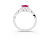 White gold Princess Cut Pink Sapphire Solitaire Celtic Knot Ring with Four-Prong Setting_39