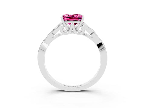 White gold Princess Cut Pink Sapphire Solitaire Celtic Knot Ring with Four-Prong Setting_39