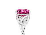 White gold Princess Cut Pink Sapphire Solitaire Celtic Knot Ring with Four-Prong Setting_41