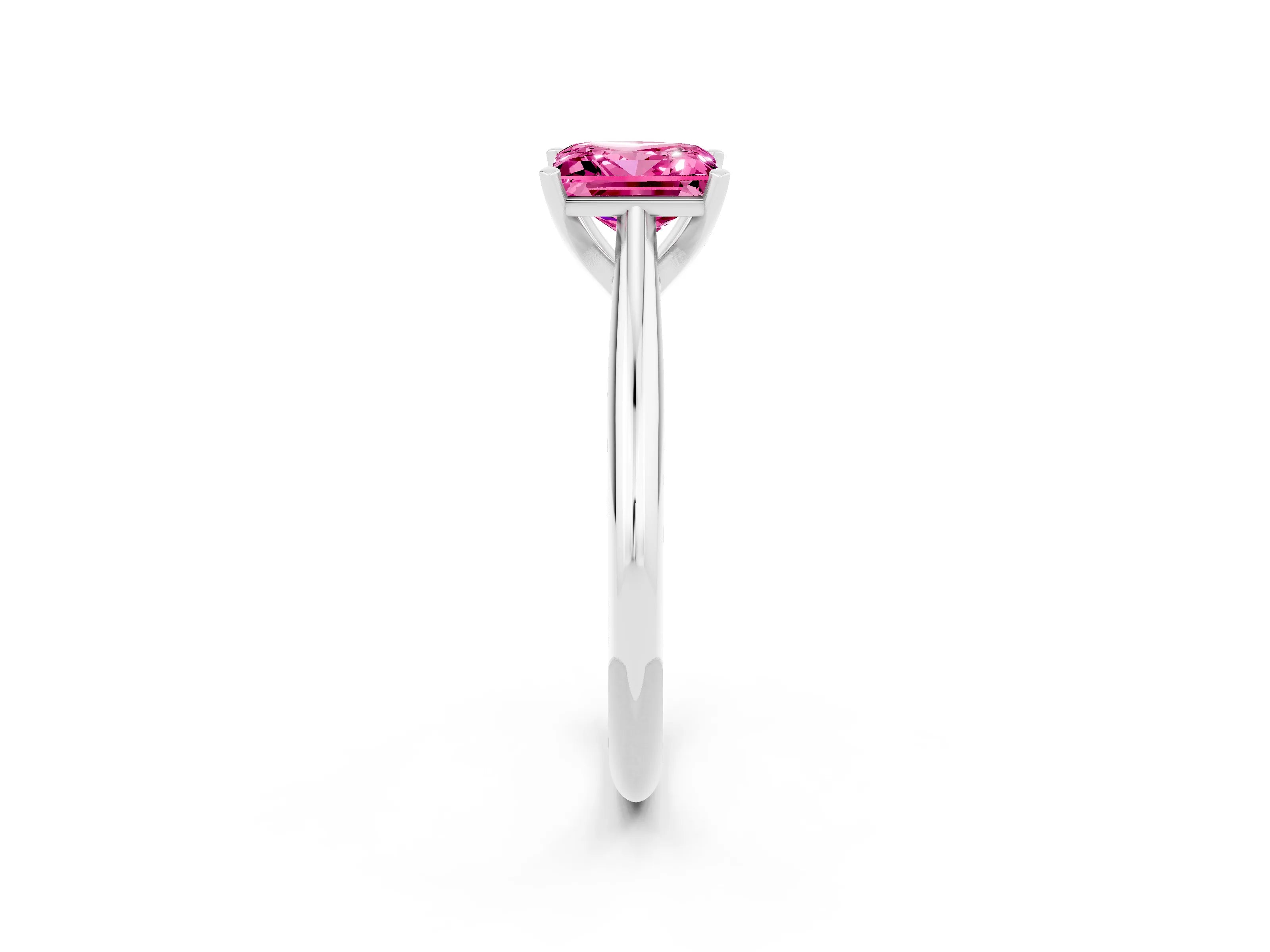 White gold Princess Cut Pink Sapphire Solitaire Engagement Ring with Cathedral Setting and Four-Prong Mount_14