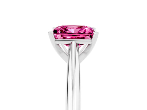 White gold Princess Cut Pink Sapphire Solitaire Engagement Ring with Cathedral Setting and Four-Prong Mount_17