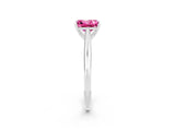 White gold Princess Cut Pink Sapphire Solitaire Engagement Ring with Cathedral Setting and Four-Prong Mount_26