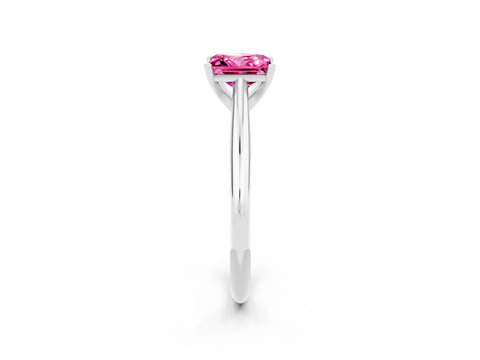 White gold Princess Cut Pink Sapphire Solitaire Engagement Ring with Cathedral Setting and Four-Prong Mount_26
