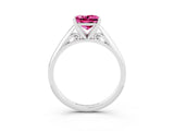 White gold Princess Cut Pink Sapphire Solitaire Engagement Ring with Cathedral Setting and Four-Prong Mount_27