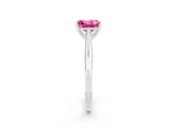 White gold Princess Cut Pink Sapphire Solitaire Engagement Ring with Cathedral Setting and Four-Prong Mount_32