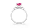 White gold Princess Cut Pink Sapphire Solitaire Engagement Ring with Cathedral Setting and Four-Prong Mount_33
