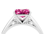 White gold Princess Cut Pink Sapphire Solitaire Engagement Ring with Cathedral Setting and Four-Prong Mount_34