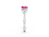 White gold Princess Cut Pink Sapphire Solitaire Engagement Ring with Celtic Knot Band and Four-Prong Setting_26