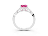 White gold Princess Cut Pink Sapphire Solitaire Engagement Ring with Celtic Knot Band and Four-Prong Setting_27